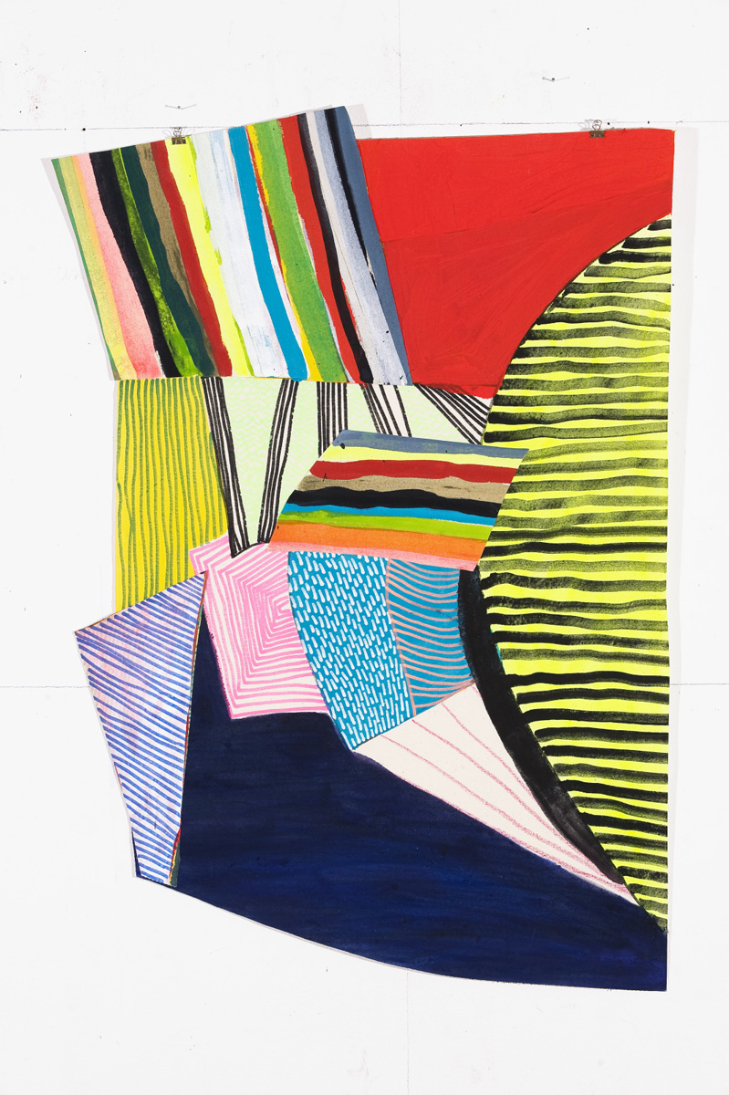 aus der Serie »The Edge«, collagierte Leinwand, Pigment in Acryl/Edding, ca. 70 x 50 cm, 2015