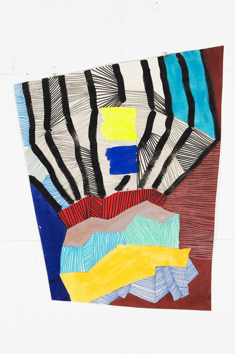 »Georg« aus der Serie »The Edge«, collagierte Leinwand, Pigment in Acryl/Edding, ca. 70 x 50 cm, 2015