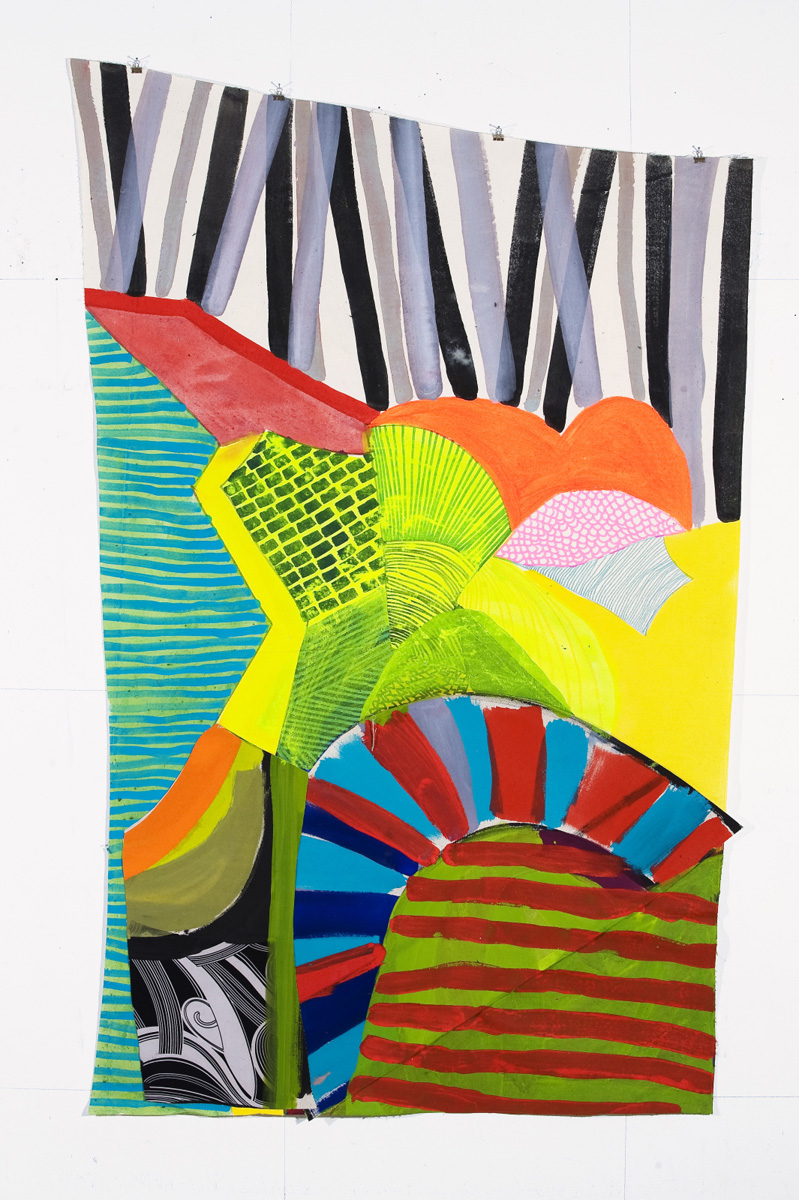 aus der Serie »The Edge«, collagierte Leinwand, Pigment in Acryl/Edding, ca. 160 x 80 cm, 2015